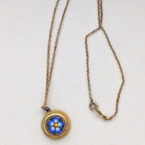 Vintage CACO 12K Gold Filled Micro Mosaic Italy Pendant Necklace